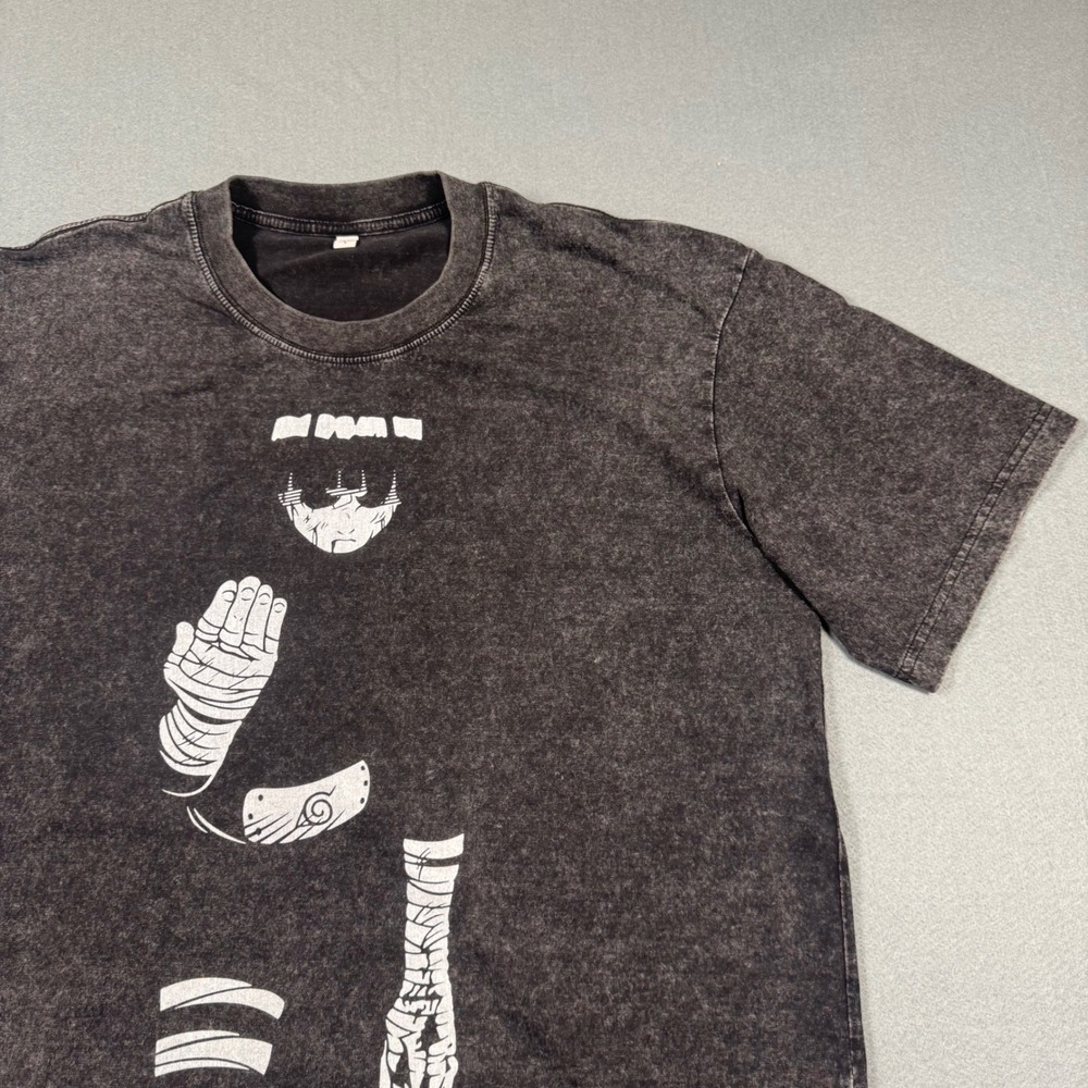 Naruto Rock Lee Graphic T-Shirt Mens Large Black Acid Wash Anime Tee - Picture 10 of 12
